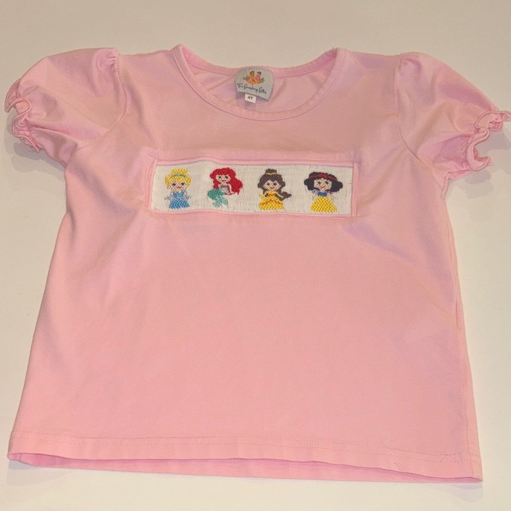 Charming Pink Kids Tee with Princess Embroidery